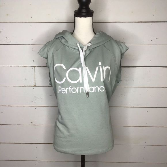 New Calvin Klein Boxy Cropped Logo Terry Hoodie - Picture 1 of 7